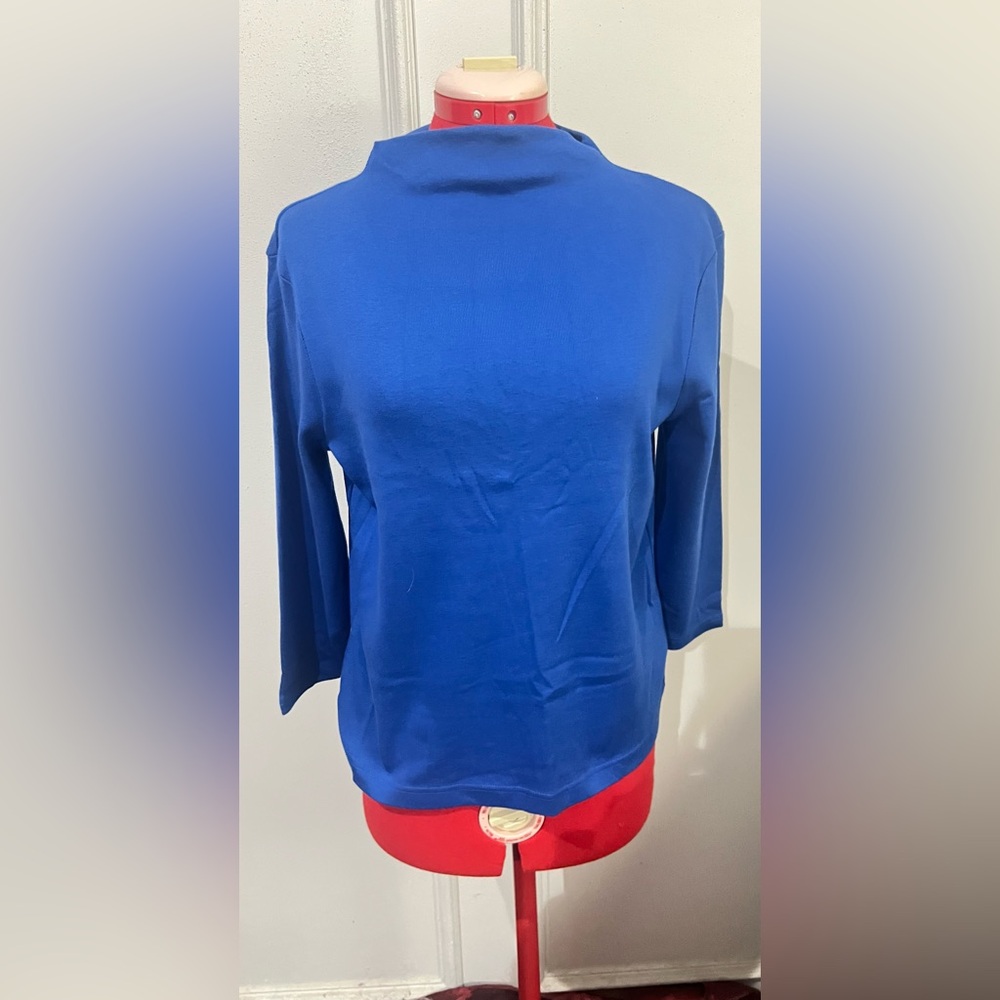 NWT Jones New York Must Have Polar Blue Women's Top Cotton size Large